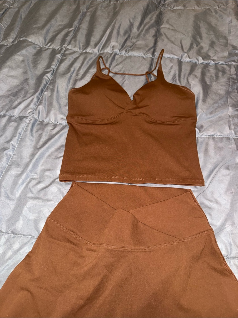Rust Brown Two-Piece Crop Top and Wideleg Pants Set